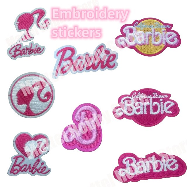 New Barbie Embroidery Stickers Kawaii Cartoon Princess Female Iron On  Clothes Patches Badge Diy Hole Patch